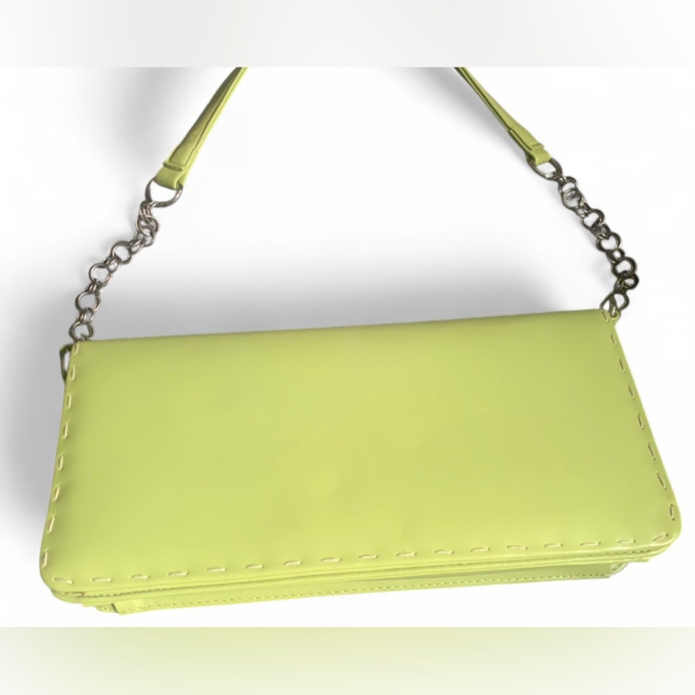 Lime Green 90s Minimalist Shoulder Bag Y2K Chain Strap Purse